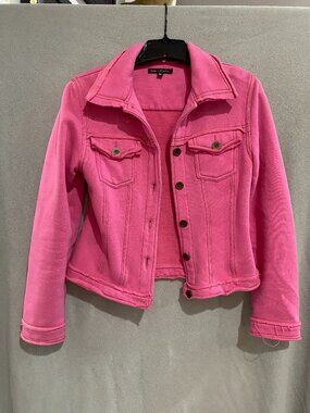 Dance In Paris Pink Jean Trucker Jacket Button Front Utility Jacket Size M